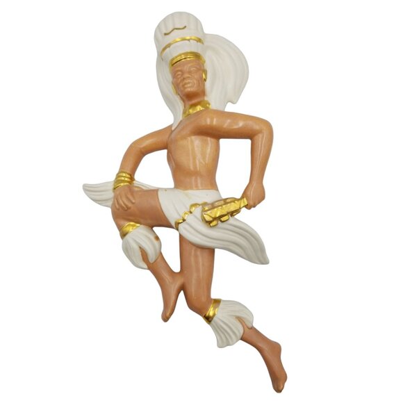 Ceramic Wall Pocket Dancer Sculpture With Gold Accents 1950's Mid Century - Picture 1 of 16